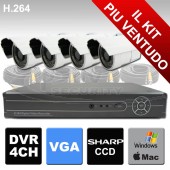 Kit di videosorveglianza 4 canali e DVR H264