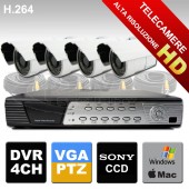 Kit tvcc Telecamere HD Sony 24 led e DVR 4 canali con PTZ 